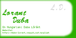 lorant duba business card